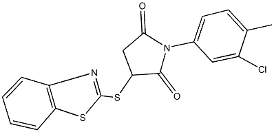 3-(1,3-benzothiazol-2-ylsulfanyl)-1-(3-chloro-4-methylphenyl)-2,5-pyrrolidinedione Struktur