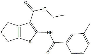 ethyl 2-[(3-methylbenzoyl)amino]-5,6-dihydro-4H-cyclopenta[b]thiophene-3-carboxylate Struktur