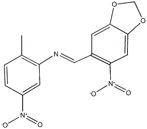 2-methyl-5-nitro-N-[(6-nitro-1,3-benzodioxol-5-yl)methylene]aniline Struktur