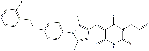 1-allyl-5-[(1-{4-[(2-fluorobenzyl)oxy]phenyl}-2,5-dimethyl-1H-pyrrol-3-yl)methylene]-2-thioxodihydro-4,6(1H,5H)-pyrimidinedione Struktur