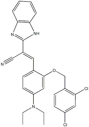 2-(1H-benzimidazol-2-yl)-3-[2-[(2,4-dichlorobenzyl)oxy]-4-(diethylamino)phenyl]acrylonitrile Struktur