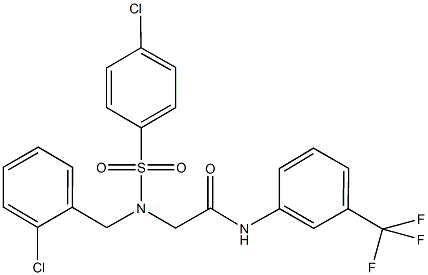 2-{(2-chlorobenzyl)[(4-chlorophenyl)sulfonyl]amino}-N-[3-(trifluoromethyl)phenyl]acetamide Struktur