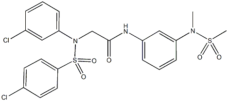 2-{3-chloro[(4-chlorophenyl)sulfonyl]anilino}-N-{3-[methyl(methylsulfonyl)amino]phenyl}acetamide Struktur