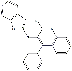 3-(1,3-benzoxazol-2-ylsulfanyl)-4-phenyl-2-quinolinol Struktur