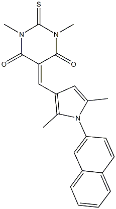 5-{[2,5-dimethyl-1-(2-naphthyl)-1H-pyrrol-3-yl]methylene}-1,3-dimethyl-2-thioxodihydropyrimidine-4,6(1H,5H)-dione Struktur