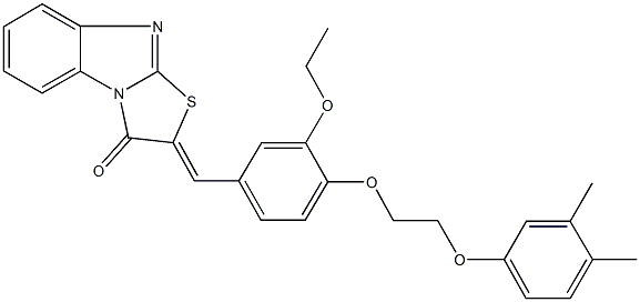 2-{4-[2-(3,4-dimethylphenoxy)ethoxy]-3-ethoxybenzylidene}[1,3]thiazolo[3,2-a]benzimidazol-3(2H)-one Struktur