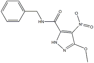 N-benzyl-4-nitro-3-methoxy-1H-pyrazole-5-carboxamide Struktur