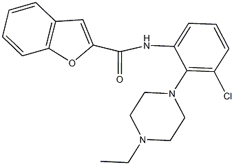 N-[3-chloro-2-(4-ethyl-1-piperazinyl)phenyl]-1-benzofuran-2-carboxamide Struktur