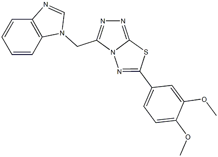 1-{[6-(3,4-dimethoxyphenyl)[1,2,4]triazolo[3,4-b][1,3,4]thiadiazol-3-yl]methyl}-1H-benzimidazole Struktur