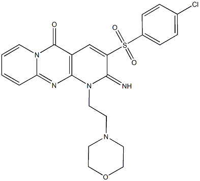 3-[(4-chlorophenyl)sulfonyl]-2-imino-1-[2-(4-morpholinyl)ethyl]-1,2-dihydro-5H-dipyrido[1,2-a:2,3-d]pyrimidin-5-one Struktur