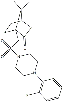 1-({[4-(2-fluorophenyl)-1-piperazinyl]sulfonyl}methyl)-7,7-dimethylbicyclo[2.2.1]heptan-2-one Struktur