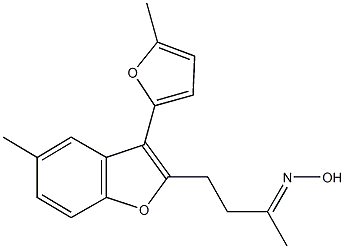 4-[5-methyl-3-(5-methyl-2-furyl)-1-benzofuran-2-yl]-2-butanone oxime Struktur