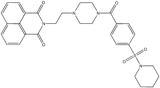 2-(2-{4-[4-(1-piperidinylsulfonyl)benzoyl]-1-piperazinyl}ethyl)-1H-benzo[de]isoquinoline-1,3(2H)-dione Struktur