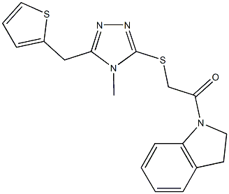 2-(2,3-dihydro-1H-indol-1-yl)-2-oxoethyl 4-methyl-5-(2-thienylmethyl)-4H-1,2,4-triazol-3-yl sulfide Struktur