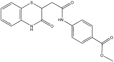 methyl 4-{[(3-oxo-3,4-dihydro-2H-1,4-benzothiazin-2-yl)acetyl]amino}benzoate Struktur