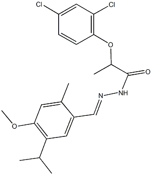 2-(2,4-dichlorophenoxy)-N'-(5-isopropyl-4-methoxy-2-methylbenzylidene)propanohydrazide Struktur