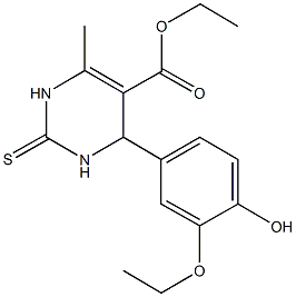 ethyl 4-(3-ethoxy-4-hydroxyphenyl)-6-methyl-2-thioxo-1,2,3,4-tetrahydro-5-pyrimidinecarboxylate Struktur