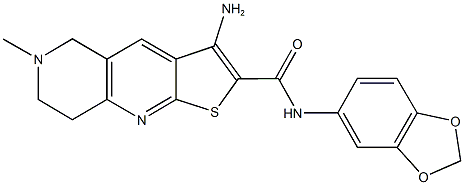 3-amino-N-(1,3-benzodioxol-5-yl)-6-methyl-5,6,7,8-tetrahydrothieno[2,3-b][1,6]naphthyridine-2-carboxamide Struktur