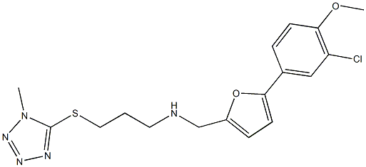 N-{[5-(3-chloro-4-methoxyphenyl)-2-furyl]methyl}-N-{3-[(1-methyl-1H-tetraazol-5-yl)sulfanyl]propyl}amine Struktur