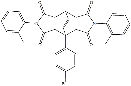 1-(4-bromophenyl)-4,10-bis(2-methylphenyl)-4,10-diazatetracyclo[5.5.2.0~2,6~.0~8,12~]tetradec-13-ene-3,5,9,11-tetrone Struktur