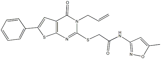 2-[(3-allyl-4-oxo-6-phenyl-3,4-dihydrothieno[2,3-d]pyrimidin-2-yl)sulfanyl]-N-(5-methyl-3-isoxazolyl)acetamide Struktur