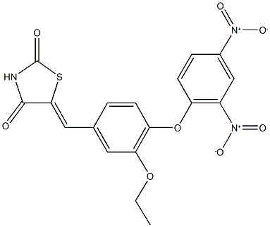 5-(4-{2,4-bisnitrophenoxy}-3-ethoxybenzylidene)-1,3-thiazolidine-2,4-dione Struktur