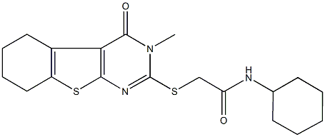 N-cyclohexyl-2-[(3-methyl-4-oxo-3,4,5,6,7,8-hexahydro[1]benzothieno[2,3-d]pyrimidin-2-yl)sulfanyl]acetamide Struktur