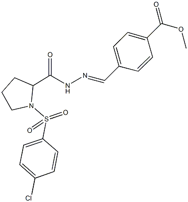 methyl 4-[2-({1-[(4-chlorophenyl)sulfonyl]-2-pyrrolidinyl}carbonyl)carbohydrazonoyl]benzoate Struktur