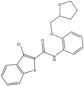 3-chloro-N-[2-(tetrahydro-2-furanylmethoxy)phenyl]-1-benzothiophene-2-carboxamide Struktur