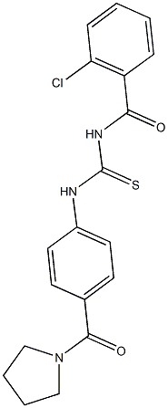 N-(2-chlorobenzoyl)-N'-[4-(1-pyrrolidinylcarbonyl)phenyl]thiourea Struktur