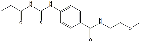 N-(2-methoxyethyl)-4-{[(propionylamino)carbothioyl]amino}benzamide Struktur