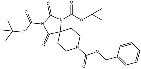 8-Benzyl 1,3-di-tert-butyl 2,4-dioxo-1,3,8-triazaspiro[4.5]decane-1,3,8-tricarboxylate Struktur