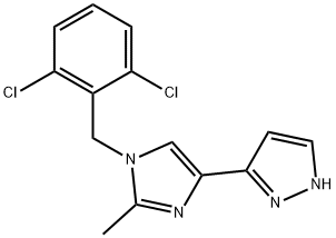 1-[(2,6-dichlorophenyl)methyl]-2-methyl-4-(1H-pyrazol-3-yl)-1H-imidazole Struktur