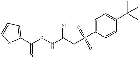 (Z)-[1-amino-2-(4-tert-butylbenzenesulfonyl)ethylidene]amino thiophene-2-carboxylate Struktur