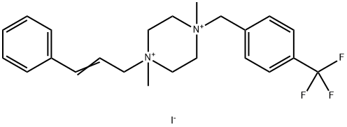 1,4-dimethyl-4-[(2E)-3-phenylprop-2-en-1-yl]-1-{[4-(trifluoromethyl)phenyl]methyl}piperazine-1,4-diium diiodide Struktur