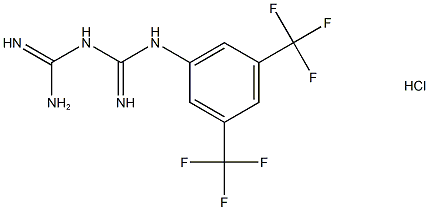 N-[3,5-bis(trifluoromethyl)phenyl]-1-carbamimidamidomethanimidamide hydrochloride Struktur