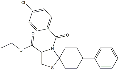 ethyl 4-(4-chlorobenzoyl)-8-phenyl-1-thia-4-azaspiro[4.5]decane-3-carboxylate Struktur