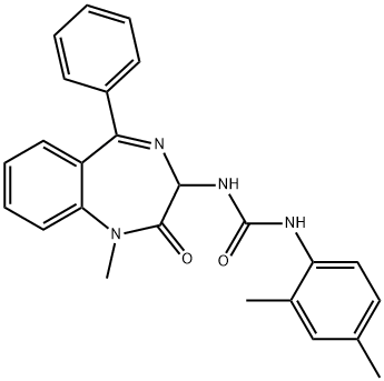 1-(2,4-dimethylphenyl)-3-(1-methyl-2-oxo-5-phenyl-2,3-dihydro-1H-1,4-benzodiazepin-3-yl)urea Struktur