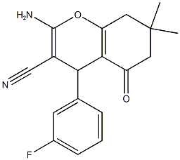 2-amino-4-(3-fluorophenyl)-7,7-dimethyl-5-oxo-5,6,7,8-tetrahydro-4H-chromene-3-carbonitrile Struktur