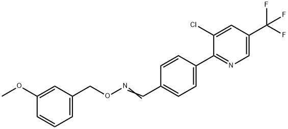 (E)-({4-[3-chloro-5-(trifluoromethyl)pyridin-2-yl]phenyl}methylidene)[(3-methoxyphenyl)methoxy]amine Struktur