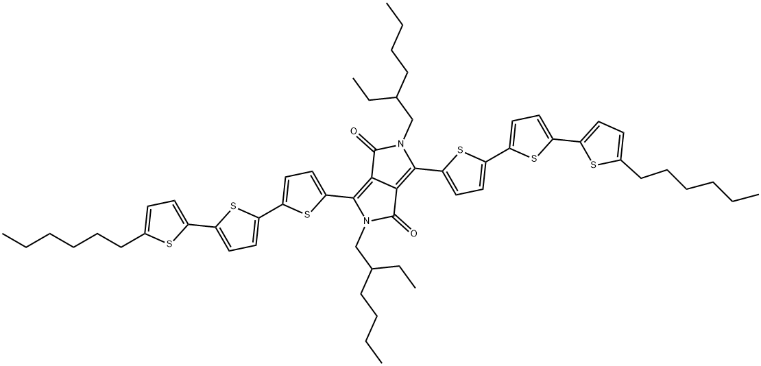 2,5-Bis(2-ethylhexyl)-3,6-bis(5''-hexyl[2,2':5',2''-terthiophen]-5-yl)-2,5-dihydropyrrolo[3,4-c]pyrrole-1,4-dione Struktur