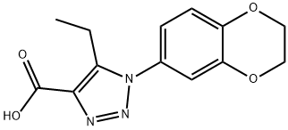 1-(2,3-dihydro-1,4-benzodioxin-6-yl)-5-ethyl-1H-1,2,3-triazole-4-carboxylic acid Struktur