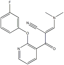 (2E)-3-(dimethylamino)-2-[(E)-2-(3-fluorophenoxy)pyridine-3-carbonyl]prop-2-enenitrile Struktur