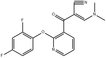 (2E)-2-[(E)-2-(2,4-difluorophenoxy)pyridine-3-carbonyl]-3-(dimethylamino)prop-2-enenitrile Struktur