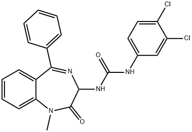 1-(3,4-dichlorophenyl)-3-(1-methyl-2-oxo-5-phenyl-2,3-dihydro-1H-1,4-benzodiazepin-3-yl)urea Struktur