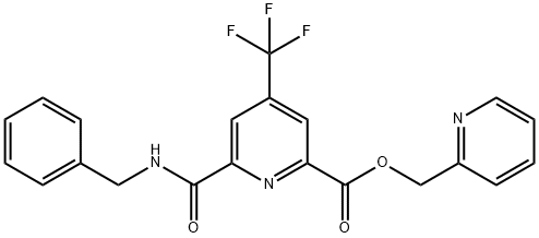 (pyridin-2-yl)methyl 6-(benzylcarbamoyl)-4-(trifluoromethyl)pyridine-2-carboxylate Struktur