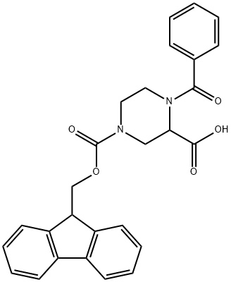 4-((((9H-Fluoren-9-Yl)Methyl9H-Fluoren-9-Yl)Methoxy)Carbonyl)-1-Benzoylpiperazine-2-Carboxylic Acid Struktur