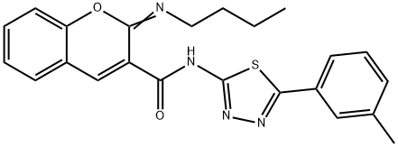 (2Z)-2-(butylimino)-N-[5-(3-methylphenyl)-1,3,4-thiadiazol-2-yl]-2H-chromene-3-carboxamide Struktur