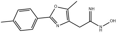 (Z)-N'-hydroxy-2-[5-methyl-2-(4-methylphenyl)-1,3-oxazol-4-yl]ethanimidamide Struktur