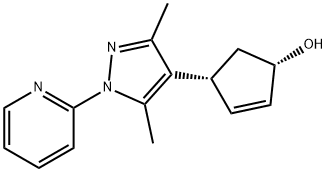 (1S,4R)-4-(3,5-dimethyl-1-(pyridin-2-yl)-1H-pyrazol-4-yl)cyclopent-2-enol Struktur